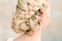 21 large side braided updo with twisted parts and no accessories is a safe idea that will last long