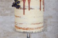 21 semi naked cake with grapes, pomegranates, figs and chocolate drip