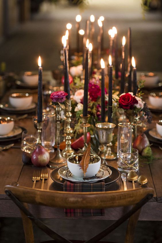 gilded flatware, bowls, goblets and candle holders to add chic to your table