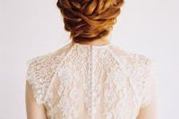 23 twisted and braided sleek low updo without accessories is a chic casual idea