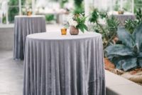 25 grey velvet tablecloths for cocktail tables