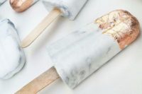 27 marble copper foil popsicles are a unique treat idea