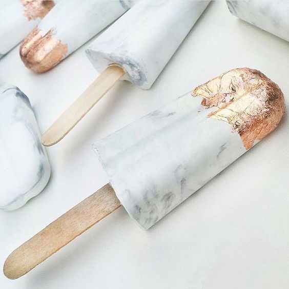 marble copper foil popsicles are a unique treat idea