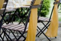 30 polka dot mustard wedding chair covers to add an elegant flavor
