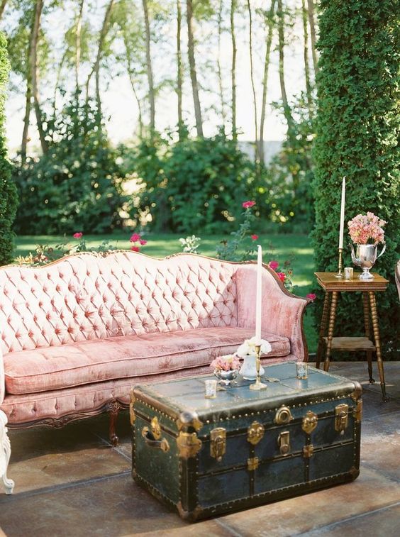 a pink velvet sofa for the lounge will make it glam and refined