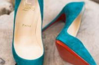 02 teal wedding heels will be a stylish colorful touch
