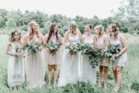 04 The bridesmaids in neutral mismatching dresses
