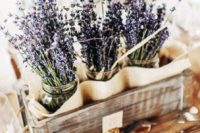 06 a shabby wooden box with lavender in jars is a gorgeous idea for Provence