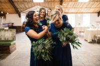 07 The bridesmaids were wearing navy knee dresses with lace bodices