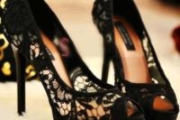 11 black lace peep toe high heels for a sexy bridal or bridesmaid’s look
