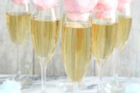 11 champagne served with cotton candy is wow for a girls’ party