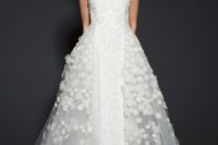 12 floral lace applique sheath wedding dress with an additional tulle overskirt for the ceremony