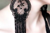 14 Victorian black lace fringe earrings for a vintage-inspired or Gothic bride