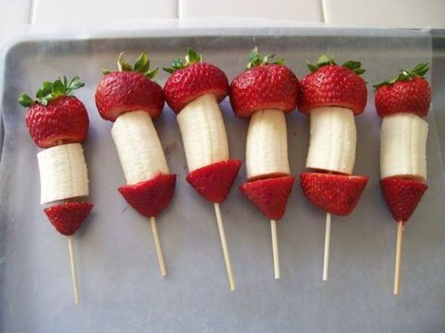 strawberry and banan fruit platter will be a nice idea for any bachelorette