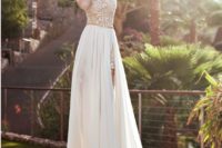 24 a short lace gold and white dress with a plain overskirt with a slit for the ceremony