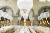 25 sheer balloons for decorating the tables will save much space on the table itself
