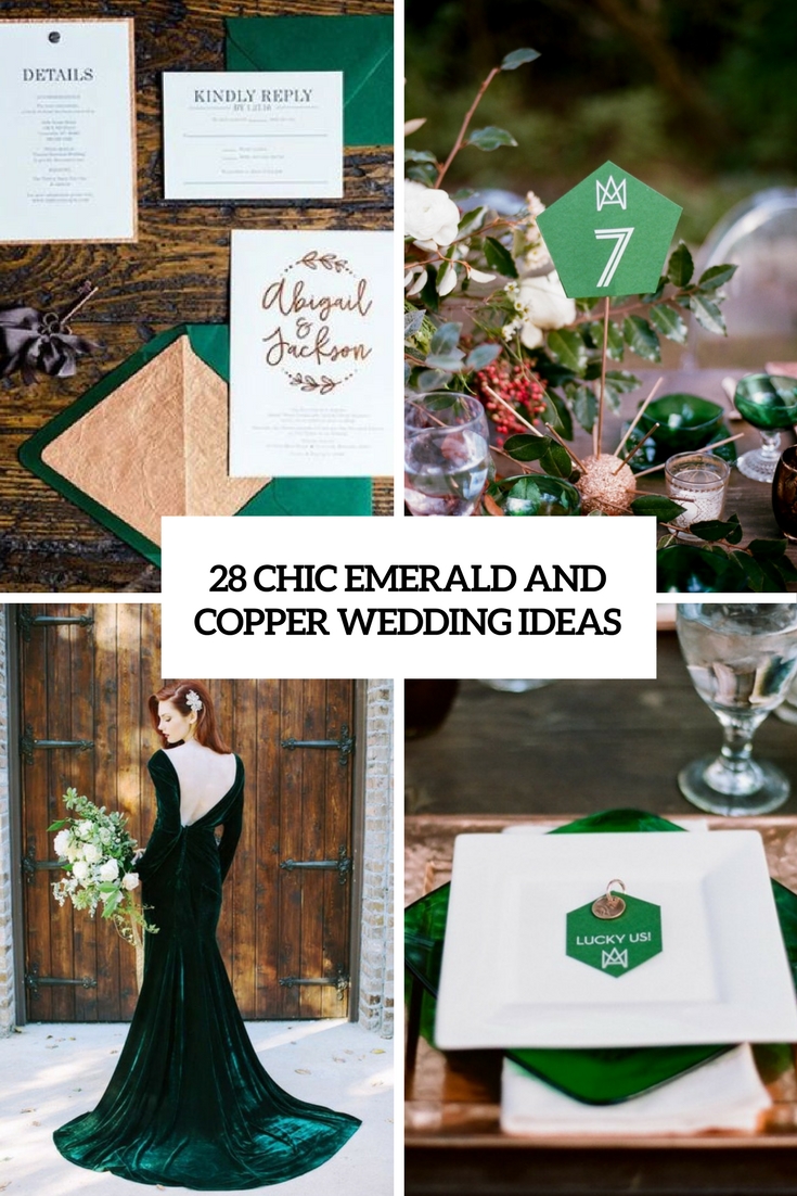 chic emerald and copper wedding ideas cover