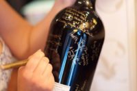 28 use an oversized champagne bottle as your bachelorette guest book or for wishes