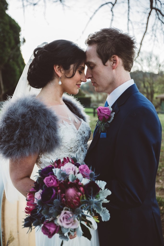 This elegant winter wedding was themed as elegant and took place in a cozy barn