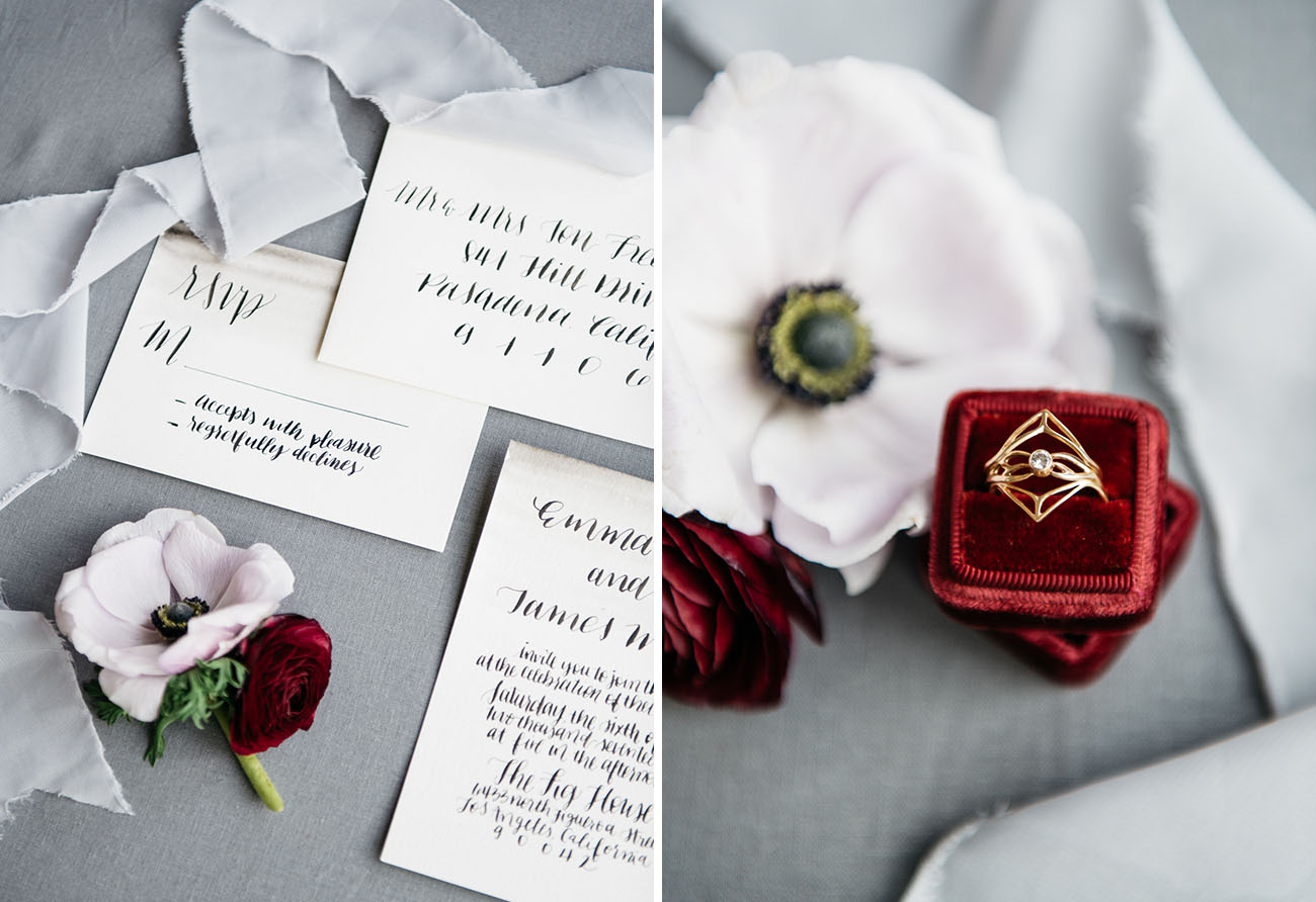 The art deco inspired wedding stationery and a gorgeous art deco wedding ring