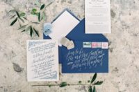 blue wedding stationary