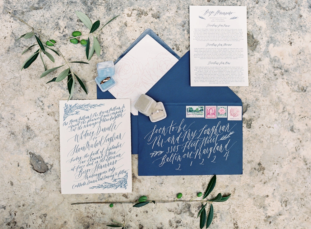 The wedding stationery was done in blue in order to have something blue, which is a popular tradition