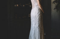 04 The bride was wearing a Jenny Packham wedding dress with an illusion neckline and back and cap sleeves with a sparkle