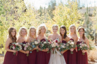 burgundy bridesmaids outfits