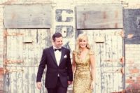 05 a gold sequin wedding dress with cap sleeves and a V-neckline
