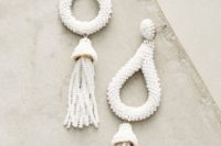 bead loop and tassel earrings look chic and modern