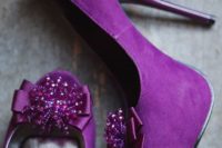 06 peep toe purple wedding heels with purple beading on top