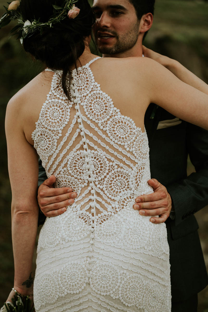 Look at that gorgeous illusion back wedding dress
