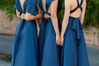 07 transformable indigo bridesmaids’ gowns for a gorgeous look