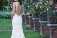 08 lace mermaid wedding dress with an illusion back and a button row