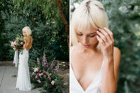 09 The bride was wearing a plunging neckline wedding dress with a strappy back