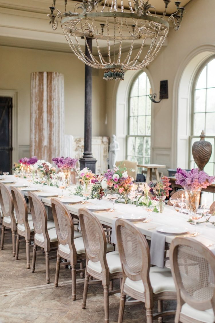The reception was accentuated with a large vintage chandelier