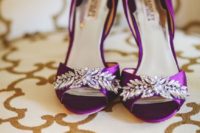 09 purple Badgley Mischka wedding shoes with heavy embellishments