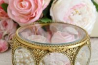 11 beautiful antique jewelry box with bejeweled glass and little flowers