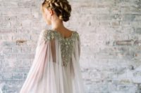 12 a chic flowy sheer wedding cape with heavy embellishments for a statement look