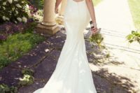 minimalist buttoned back wedding dress