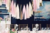 tassel garlands over the tables will highlight them and create a cool mood