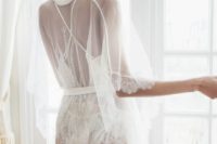 20 ethereal lace and tulle wedding robe with half sleeves