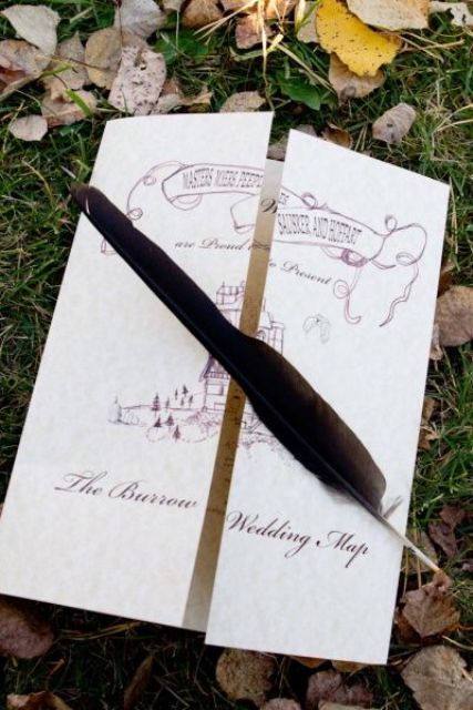 stylish wedidng invitation inspired by the Marauder's Map
