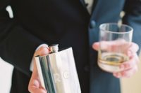 25 a neutral flask with initials is a cool idea for any groom