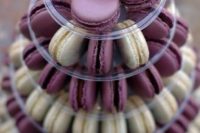 26 purple and cream macaron tower for your wedding