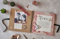 27 a love themed scrapbooking layout for your groom is a romantic idea