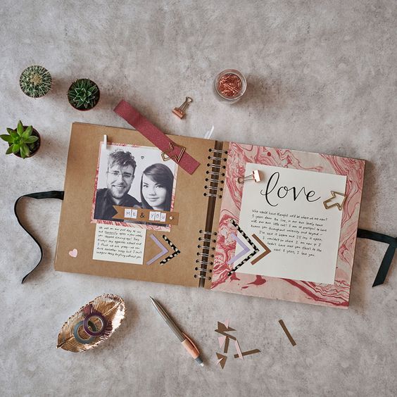 a love themed scrapbooking layout for your groom is a romantic idea