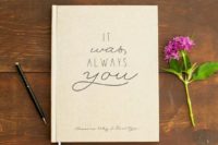 29 a love journal for the groom is a chic idea to inspire him and show him your love
