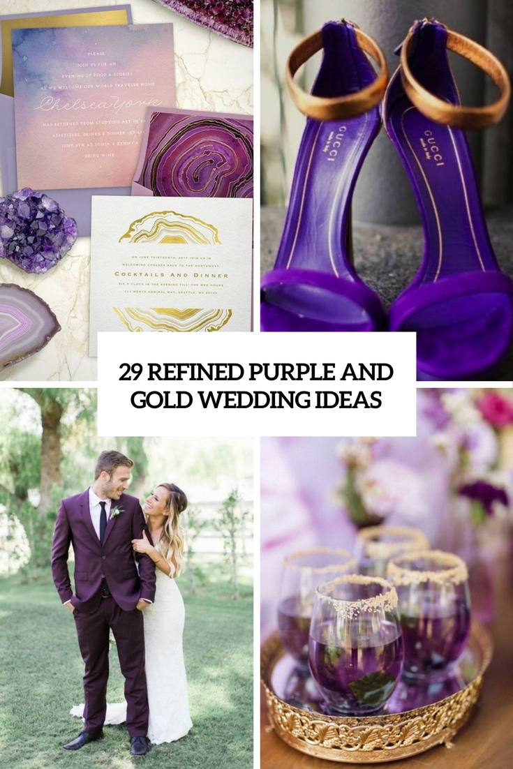 refined purple and gold wedding ideas cover