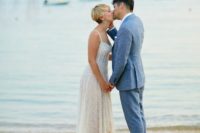 01 This chic beach wedding took place in Greece and was done with blue touches and much attention to the guests as they traveled from the USA